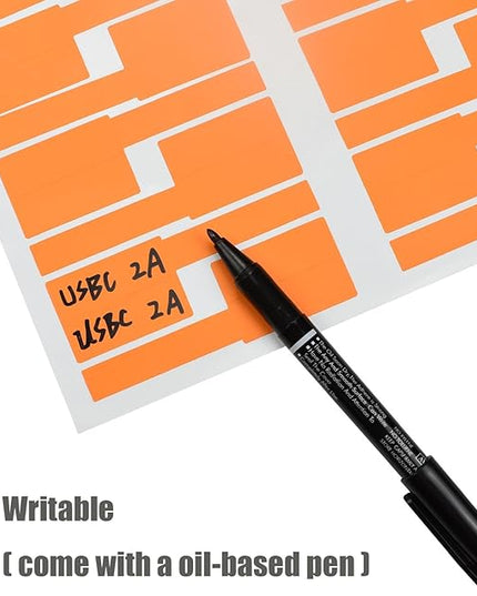 Charging Cable Label Tags, Electrical ID Wire Cords Marker, 8 Color 240pcs, Write and Print, Waterproof, for Computer, Ethernet, Speaker and Phone Wire Management Sticker