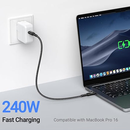 USB 4 Data Cable(1.5FT, 2packs) 40Gbps Data Transfer, 8K Video and USB C to USB C 240W Charging, Compatible with iPhone 15/Pro/Plus/Pro Max, Samsung Galaxy, Thunderbolt 4/3 Cable and USB-C