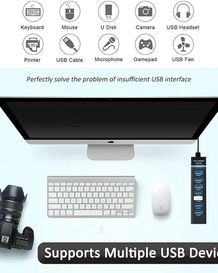 Upgraded USB Hub 3.0, VIENON 7-Port USB Extender Splitter for Laptop, PC, MacBook, Mac Pro, Mac mini, iMac, Surface Pro and More USB Devices