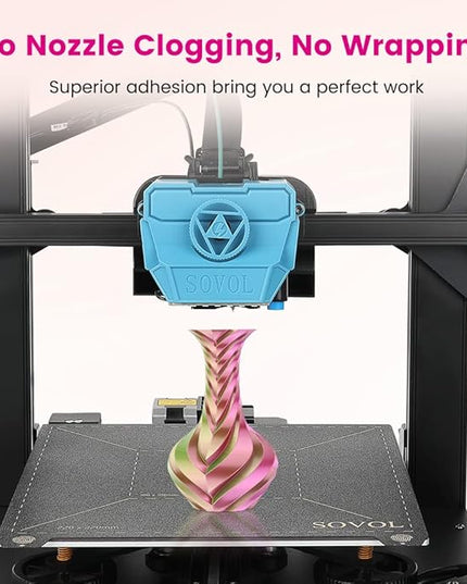 Sovol PLA Filament Silk Tri Color Co-Extrusion 1.75mm, 3D Printer Filament 1kg/ 2.2lbs, Shiny Silk Rose Blue Yellow 3 in 1 Coextrusion PLA Material +/-0.03mm