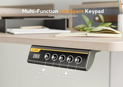 Claiks Standing Desk with Drawers, Stand Up Electric Standing Desk Adjustable Height, Sit Stand Desk with Storage Shelf and Splice Board, 48 Inch, Natural