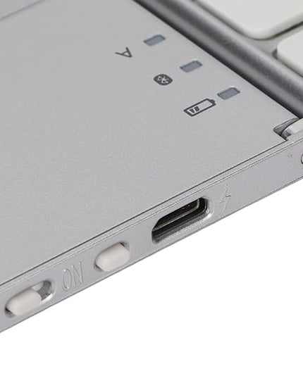 Wisoqu Foldable Keyboard with Touchpad, 3 Folding Wireless Keyboard 63 Keys 10m Connection USB Charging, for iOS for Laptop Tablet Smartphone (Silver White)