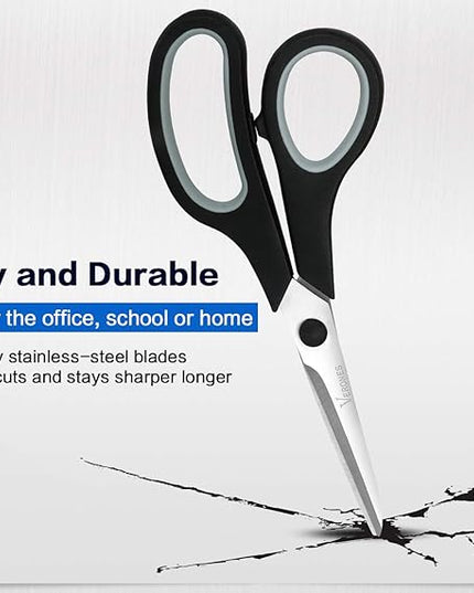 Scissors, VERONES 8 Inch Soft Comfort-Grip Handles & Stainless Steel Sharp Blades Perfect for Cutting Paper, Fabric Photos, & More, 15-Pack