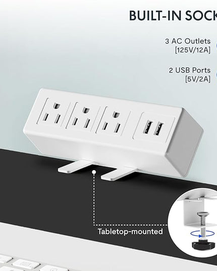 FLEXISPOT EN2 Whole-Piece Standing Desk with Clamp Power Strip, 40 x 24 Electric Stand Up Height Adjustable Desk with Cable Management (White Frame + 40" White Top)
