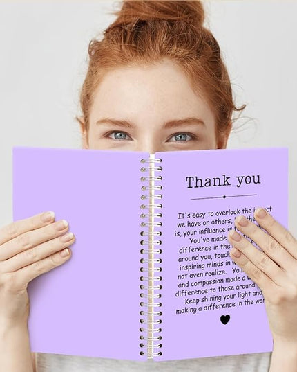 Thank You Purple Hardcover 160 Pages Spiral Notebooks, Funny Thank You Gifts for Women Men Coworkers Leader Mentor, Appreciation Gifts for Employees, Thanksgiving Gifts for Colleagues Leaders