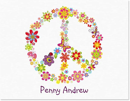 Current Peace Sign Personalized Note Cards - 24 Cards with White Envelopes, 4¼ x 5½ Inch Size, Blank Stationery, Add Names or Text, For Thank You Notes, Invitations, & Announcements