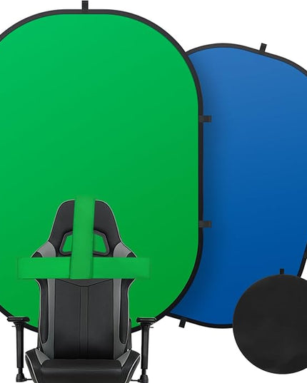 Green Screen Portable,Heorryn 3x5ft Green Blue Screen Chair Backdrop Kit Background Double Sided Pop Up Chroma Key for Photography,Live Streaming Gaming Zoom Video Chats Parties and Meeting