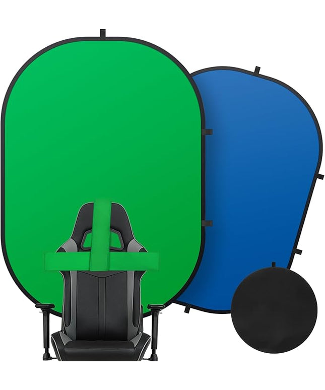 Green Screen Portable,Heorryn 5x6.5ft Green Blue Screen Chair Backdrop Kit Background Double Sided Pop Up Chroma Key for Photography,Live Streaming Gaming Zoom Video Chats Parties and Meeting