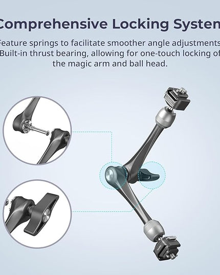 SMALLRIG 11" Rosette Magic Arm, HawkLock H21 Quick Release Structure, w 1/4"-20 Screws and Anti-Twist Pins, for Monitors, Lights, Max Load Cpacity 3kg