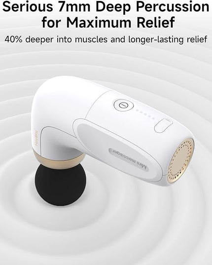 HEYCHY A1 Super Mini Massage Gun, Percussion Deep Tissues Muscle Massager, Compact Sports Travel Massage Gun, Portable Handheld Massager for Office Gifts for Him/Her, Home, Athletes(White)