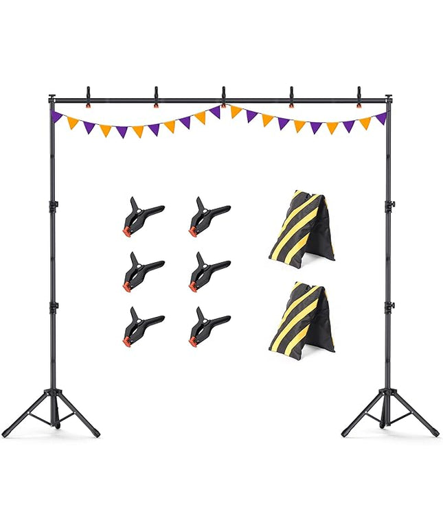 Backdrop Stand 10x7.5ft, Height Adjustable and Width Adjustable Backdrop Stand, Back Drop Stand for Balloon Arch, Photo, Parties