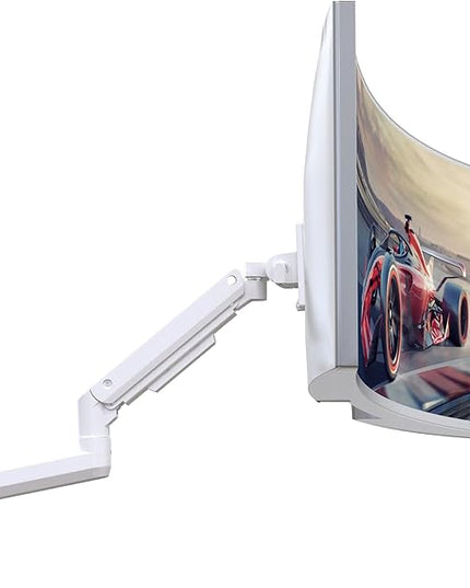 Monitor Wall Mount for 17-49 Inch Ultrawide Monitors, Single Monitor Arm Holds 4.4-44 lbs Screens, Adjustable Premium Aluminum Wall Mount with Max VESA 100x100 for Samsung Odyssey G9 and More, White