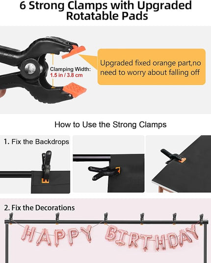 Hemmotop Photo Backdrop Stand, 10x7ft (WxH) Background Stand for Photoshoot, Backdrops Support kit with Carry Bag for Parties, Photography, Projector Screen, Wedding, Decoration, Balloons
