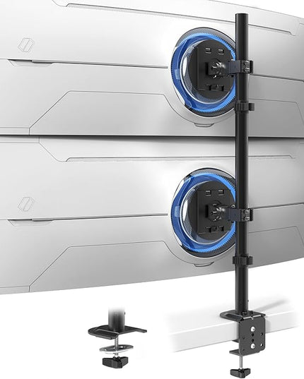 Heavy Duty Dual Monitor-Arm for 17-49'' - Double Vertically Stacked Monitor Mount, Extra Tall Ultrawide Desk Stand Holds up to 44 lbs per Screen, Vesa 75/100, Black