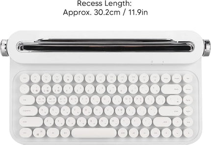 OPPWONG Vintage Bluetooth Keyboard 86 Keys Portable Wireless Keyboard with Red Esc Replacement Keycap Integrated Stand Recess Design for Smartphones, Tablets, Laptops (White)