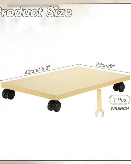 PATIKIL 9x16in PC Stand, Computer Tower Stand Wood CPU PC Holder Under Desk Mobile Cart 4 Caster Wheel for Floor Carpet Tower ATX Case Printer Potted Planter UPS Power Station, Beige
