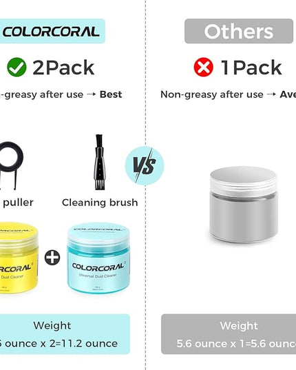 ColorCoral Car Cleaning Gel 2Pack Car Clean Putty, Universal Car Interior Cleaner Slime, Perfect Keyboard Cleaning Kit Supplies, Auto Detailing Tools Accessories, Dust Remover Gifts for Men Women