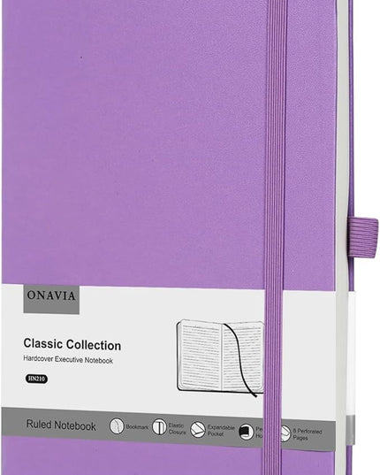 Lined Journal Notebooks for Work, Travel, College, A5 Size 100 GSM Thick Paper, Classic Ruled Journaling Notebook, Hardcover Notepad for Writing 160 Pages, 5.5 x 8.3 inch, Purple