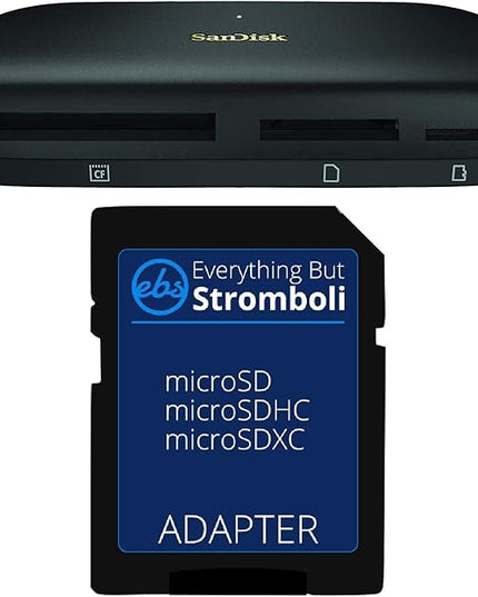 SanDisk ImageMate PRO USB-C Multi-Card Reader/Writer for SDHC, SDXC, MicroSD, CF Cards - UHS-I, UHS-II, 3.0 Compatible (SDDR-A631-GNGNN) Bundle with (1) Everything But Stromboli MicroSD to SD Adapter