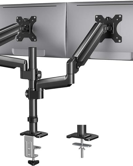 HUANUO Dual Monitor Mount up to 32 inches Screens, Taller Monitor Stand Hold 19.8lbs, Dual Monitor Arm Desk Mount Easy Adjustable with Tilt, Swivel, Rotation, VESA 75/100mm