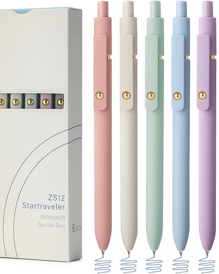 FIOVER Gel Pens, 6pcs Blue Ink Medium Point 0.7mm Smooth Writing Pens with Comfort Grip, Aesthetic Ballpoint for Journaling School Office Supplies, Gifts for Women Men (6PCS Blue Ink)