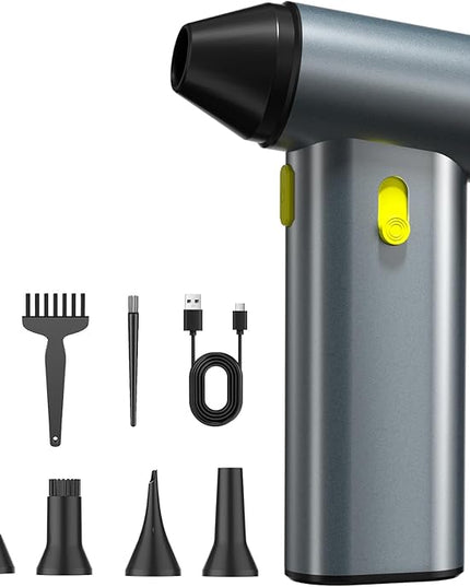 Compressed Air Duster, 130000RPM Brushless Motor, Super Power Air Duster Electric, Aluminum Alloy Body, Dust Blower with Fast Charging for Car, Computer, Keyboard, Outdoors and House