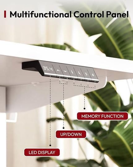SANODESK Standing Desk Height Adjustable Electric Stand up Desk 63x24 Inches Sit Stand Home Office with Splice Board, White Frame/White Top