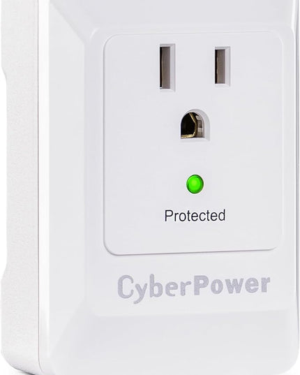 CyberPower CSB100W Essential Surge Protector, 900J/125V, 1 Outlet, Wall Tap, White, UL Listed