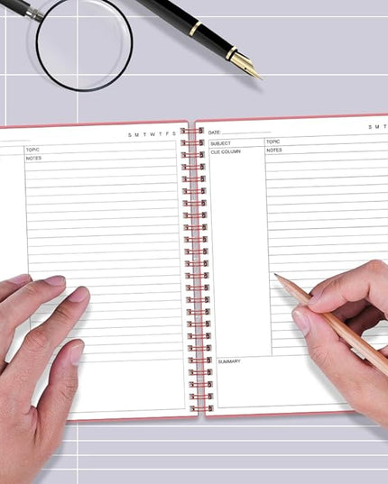 Yaridar A4 Cornell Notes Notebook - College Spiral Cornell Notebooks for Note Taking, Subject Ruled Steno Pads for Office/School/College/Home, 8.5" x 11", Pink