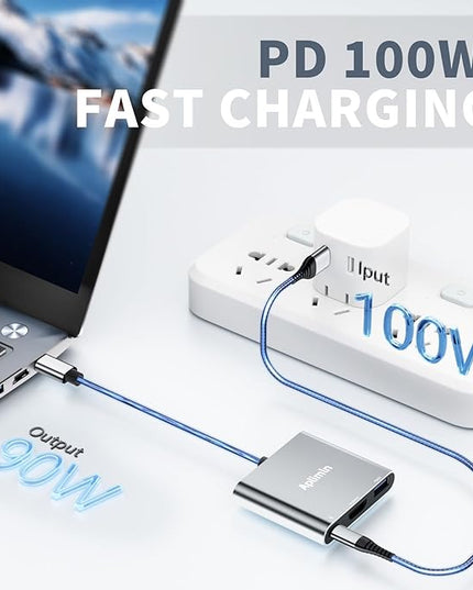 Aplimln USB C to HDMI Adapter, 4K@60Hz HDMI to USB-C Adapter with USBA 3.0 & 100W PD Port Multiport Digital AV Converter for MacBook Pro/Air, iPad, iPhone 15/16, Tablets, Switch, TV, Monitor and More