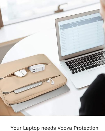 Voova 13 13.6 Inch Laptop Sleeve Case Compatible with MacBook Air 13 M1/M2/M3/M4 2020-2025, MacBook Pro 13/14, IPad Air/Pro 13, Waterproof Slim Computer Bag Cover with Handle, Apricot