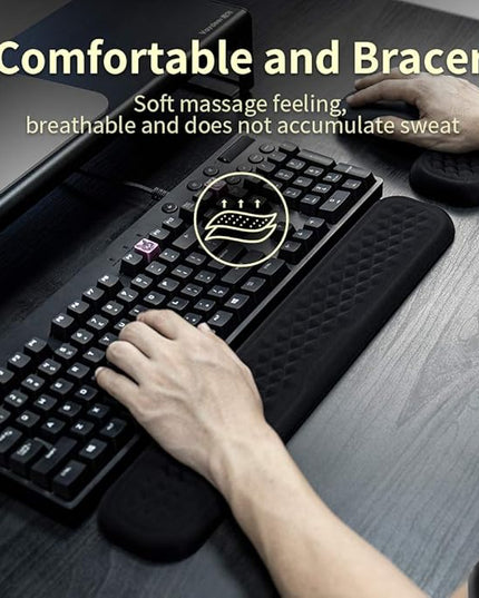 Vaydeer Keyboard Wrist Rest, Large Full Keyboard Support Pad, Memory Foam Hand Rest Cushion for Desk, Ergonomic Computer Laptop Mac Typing Padded, Office Gaming Palm Arm Carpal Tunnel Pain Relief