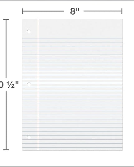 Oxford Filler Paper, 8 x 10-1/2 Inch Wide Ruled Paper, 3 Hole Punch, Loose Leaf Notebook Paper for 3 Ring Binders, 1000 Sheets