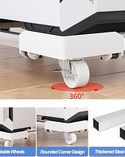 Mobile CPU Stand, Adjustable PC Tower Stand, Computer Tower Stand With 4 Locking Caster Wheels Fits Most PC(White)