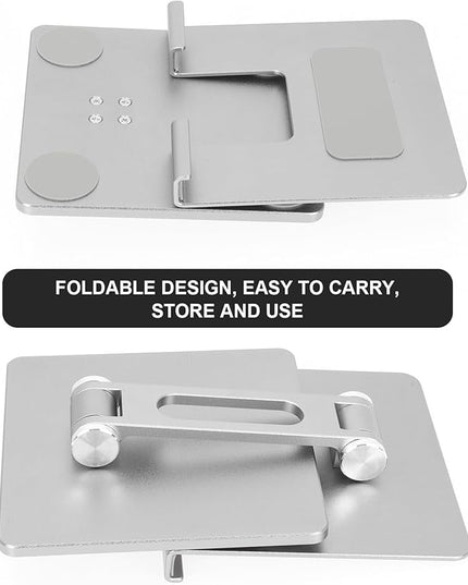 NOLITOY Foldable Aluminum Laptop Bracket and Tablet Stand Portable Height Adjustable Holder for Desk and Travel Silver Gray