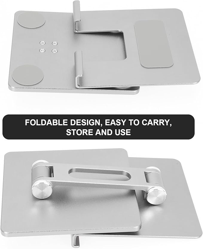 BESPORTBLE Foldable Aluminum Alloy Tablet and Laptop Stand Portable Adjustable Computer Holder for Desk Use Compatible with Ipad and Notebooks Silver Gray