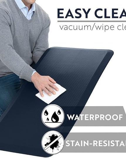 KANGAROO Thick Ergonomic Anti Fatigue Mats for Kitchen Floor, Cushioned Standing Office Desk Mat, Waterproof Scratch Resistant Topside, Supportive All Day Comfort Padded Foam Rugs, 20x32, Navy