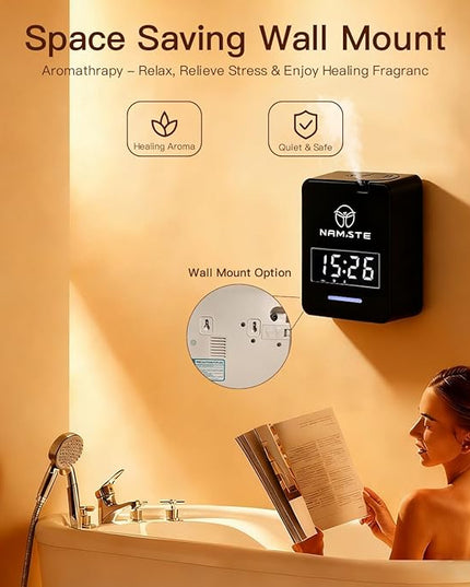 Namste Smart Waterless Diffuser HVAC Scent Machine with Clock & Bluetooth Control 3000 Sq.Ft - Essential Oil Level Monitoring 300ML Diffusers Cold Air Tech for Large Room Home Office Aromatherapy