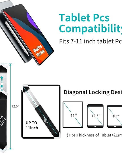 YOOZ Anti Theft Tablet Stand for Desktop, Security Tablet Mount Retail Kiosk POS, Heavy Duty Metal Tablet Holder with Lock for 7-11" Tablets, iPad Pro Air Mini, Galaxy Tabs, Surface etc
