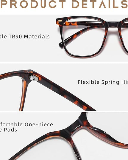 MACJERO Oversized Square Blue Light Blocking Glasses for Women Men, Anti-Fatigue Computer Monitor Gaming Glasses Reduce Eye Strain(((Brown Tortoise)