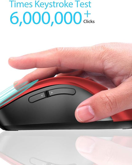 memzuoix 2.4G Wireless Mouse, 1400 DPI Mobile Optical Cordless Mouse with USB Receiver, Portable Computer Mice for Laptop, PC, Desktop, MacBook, 5 Buttons, Red