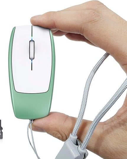 Mini 2-in-1 Wireless Bluetooth Mouse & TF Card Reader - 8GB TF Card Included, Type-C to USB Adapter, Rechargeable, Ultra-Compact (78×38×22mm), Perfect for Travel, Office & On-The-Go, Green