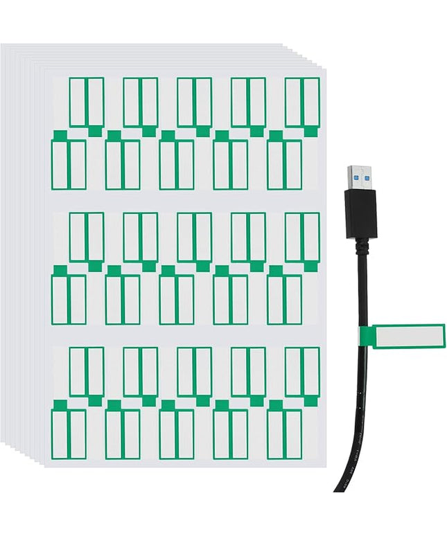 uxcell 300 Pcs Cable Labels, Waterproof Wire Cord Labels Tags, Cord Organizer Management Tags for Charger Cable Organizer Wire Markers Printer, Green
