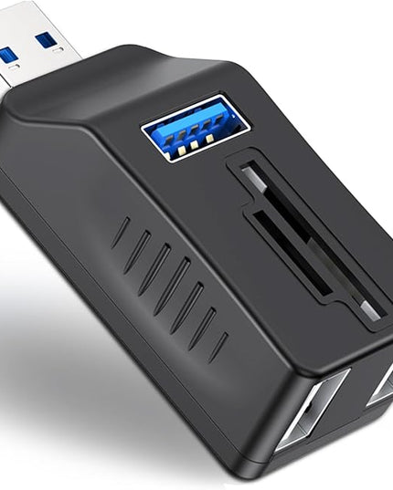 VIENON 5-Port USB 3.0 Hub with SD TF Card Reader, USB Extender Adapter with Memory SD/Micro SD Card Reader, USB 3.0/2.0 Ports, Portable USB Splitter for Laptop,PC, Camera, Flash Driver, HDD, Dash Cam