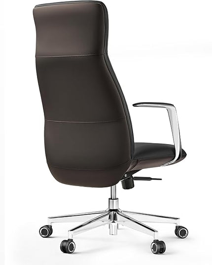 EUREKA ERGONOMIC Royal Slim Executive High Back Black Leather Office Chair, Home Desk Chair for Adults, Big and Tall with Wheels, Swivel Rolling
