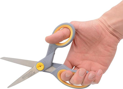 Westcott 8” Titanium Bonded Scissors with Adjustable Glide and Soft Handle, 2-Pack- Durable Multipurpose Scissors for Office, Home, and School Use, Sharp Precision Blades for Everyday Cutting