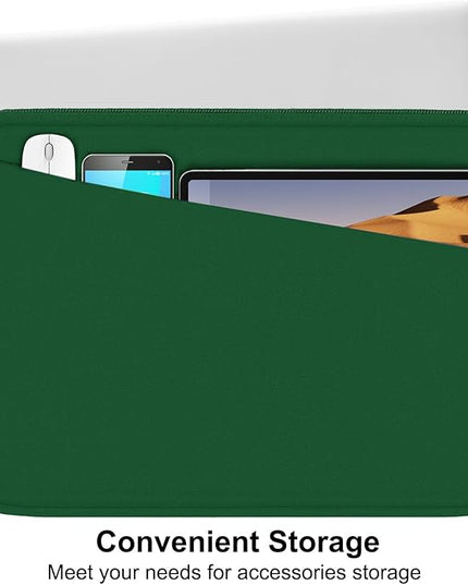 15.6 inch Laptop Sleeve, Durable Carrying Bag Protective Case Briefcase Handbag with Front Pocket, Slim Computer Cover for 15-16 Inch HP, Dell, Lenovo, Asus, Notebook, Dark Green