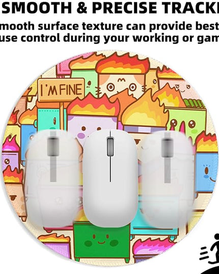 Dumpster on Fire Small Mouse Pad, Cute Funny Round Mousepad with Non-Slip Rubber Base, This is Fine Mouse Pads for Desk Accessories Laptop Gaming Office Supplies Decor(8.6 x 8.6 Inch)