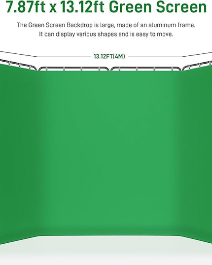 7.87ft x 13.12ft Green Screen Backdrop with Stand,Zyernar Large Green Collapsible Backdrop with Stand foror Photo Studio Video Shooting,YouTube Tutorials and Real-Time Videos, Streaming Games,Stage
