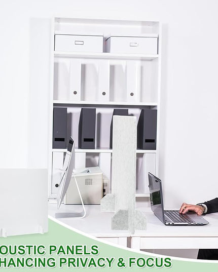 PATIKIL Desk Dividers 24" x 24", 1 Pack Desk Privacy Panel Freestanding Noise Reducing Partition Acoustic Panel with 4Pcs Support Feet for Testing Office Home Library, Pure White Style C
